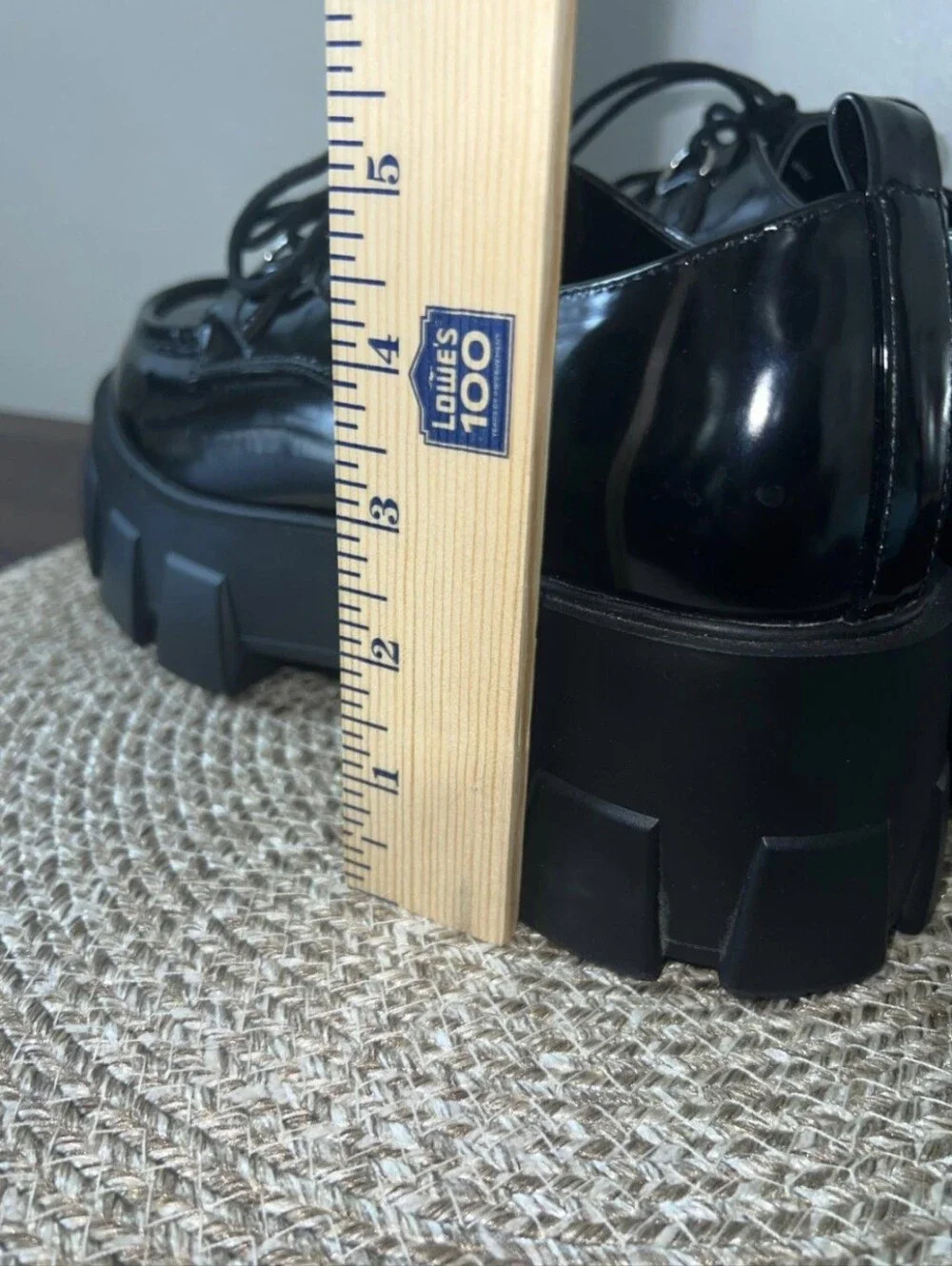 Just Fab Y2K 90's Black Lace-up Lug Heel Platform Chunky Loafers Womens Size 11